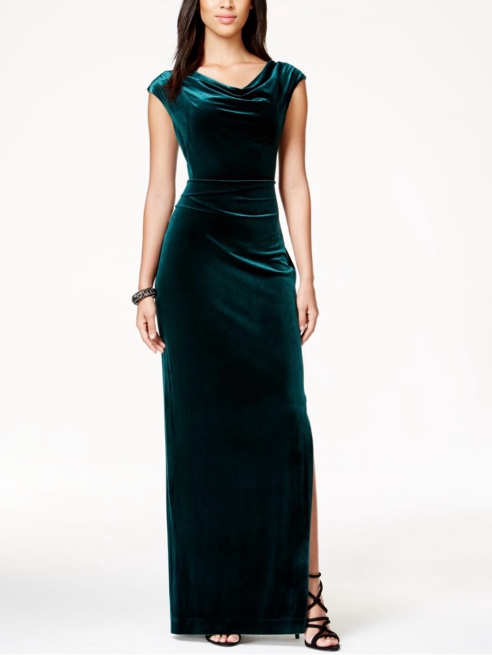 Vince Camuto Emerald Velvet Cowl-Neck Maxi Dress